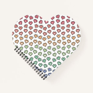 Cute Bright Pastel Rainbow Gemstone Heart pattern Notebook