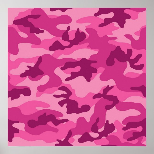 Cute Bright Pink Camo, Camouflage Poster (Front)