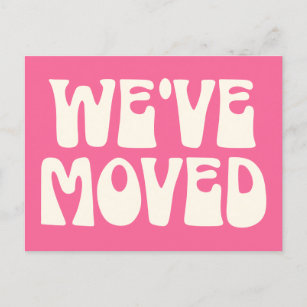 Cute Bright Pink Minimalist Moved New Address Postcard