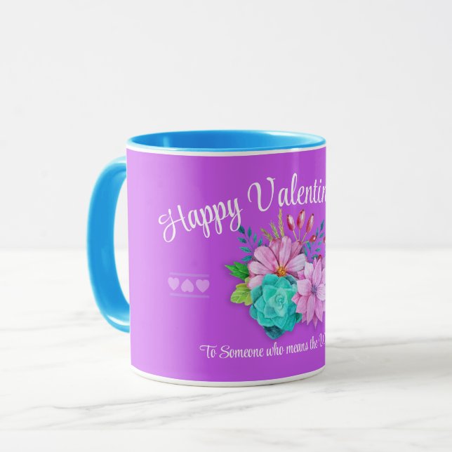 cute bright pink valentine mug (Front Left)