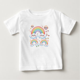 Cute Bright Rainbow Clouds Baby T-Shirt