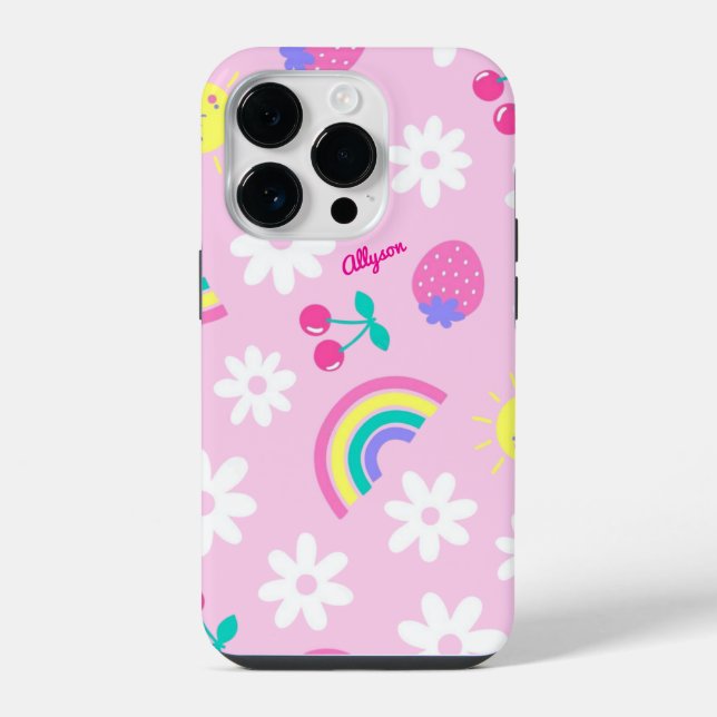 Cute Bright rainbow stickers pattern I Phone case (Back)