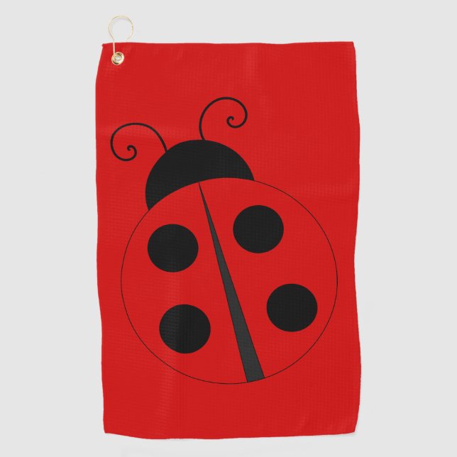 Cute Bright Red Sporty Lady Bug Golf Towel (Front)
