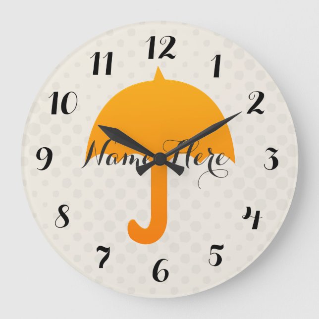Cute Bright Umbrella Kids Add Name Wall  Clock (Front)