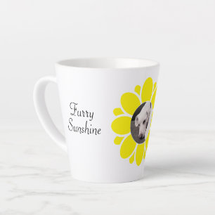 Cute Bright Yellow Flower Frame for Pet Photo Latte Mug