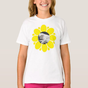 Cute Bright Yellow Flower Frame for Pet Photo T-Shirt