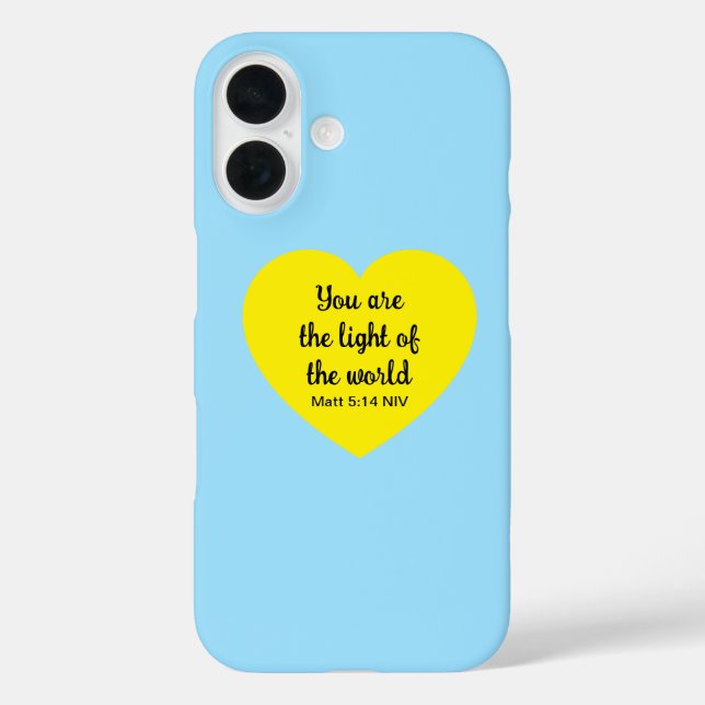 Cute Bright Yellow Heart Light of the World Blue Case-Mate iPhone Case (Back)