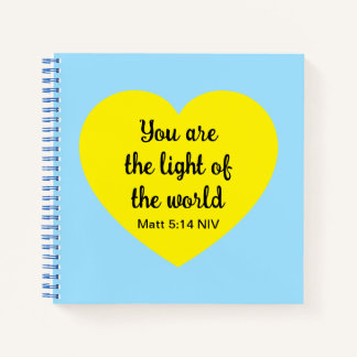 Cute Bright Yellow Heart Light of the World Blue Notebook