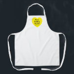 Cute Bright Yellow Heart Light of the World White Apron<br><div class="desc">This feel-good apron features a yellow heart and the wonderful words of Jesus.</div>