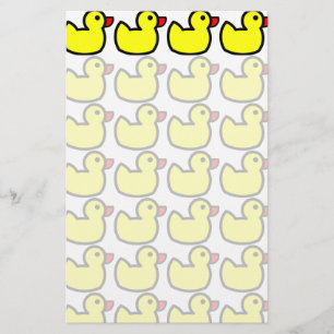 Cute Bright Yellow Rubber Ducky Pattern Stationery