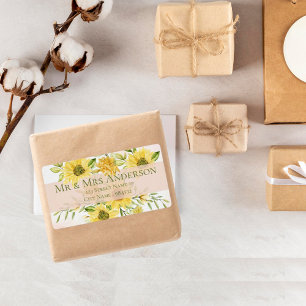 Cute Bright Yellow Sunflower Floral Address Label