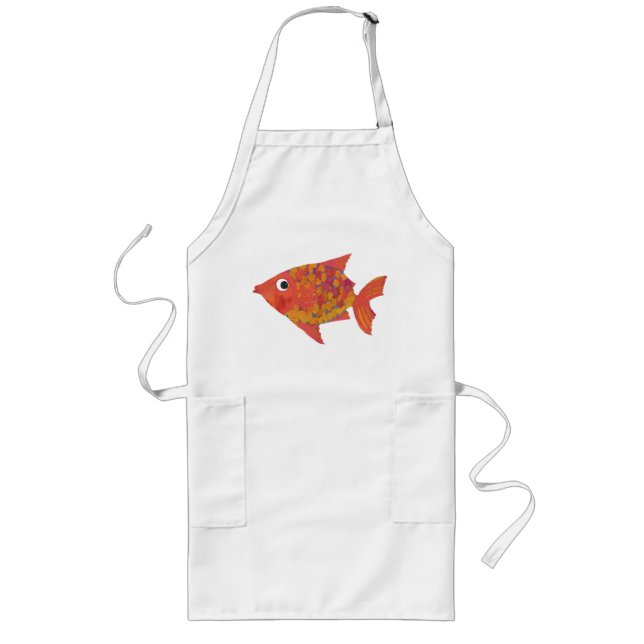 Cute Brilliant Orange Fish on White Sturdy Apron (Front)