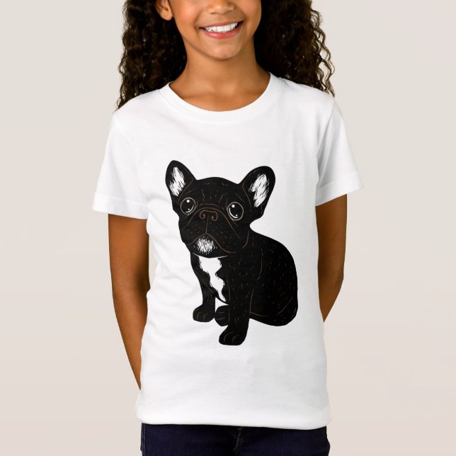 Cute Brindle Frenchie Puppy T-Shirt (Front)