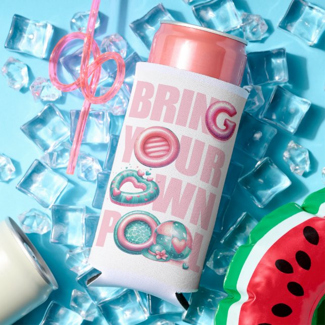 Cute Bring Your Own Pool Party Seltzer Can Cooler (In Situ Summer)