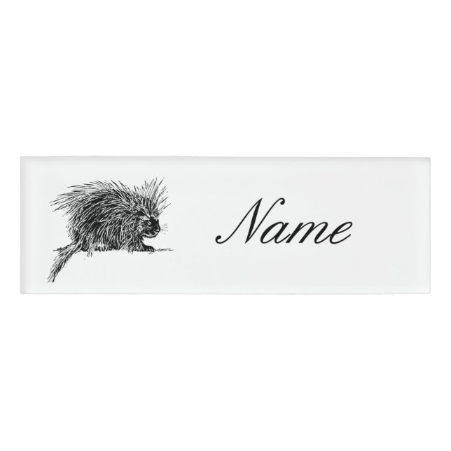Cute Bristly Hedgehog Thunder_Cove Name Tag (Front)