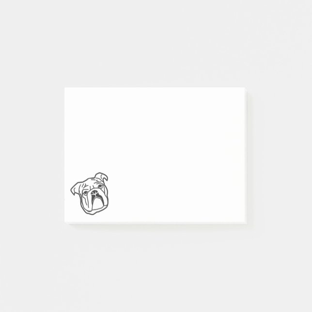 Cute British Bulldog Personalised Post-it Notes (Front)