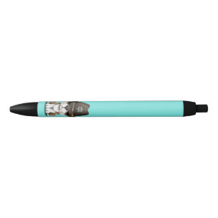Cute British Bulldog Puppy Sheriff Black Ink Pen