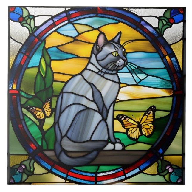 Cute British Shorthair Cat Decorative Tile (Front)