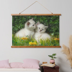 Cute British Shorthair Kittens in Garden Hanging Tapestry