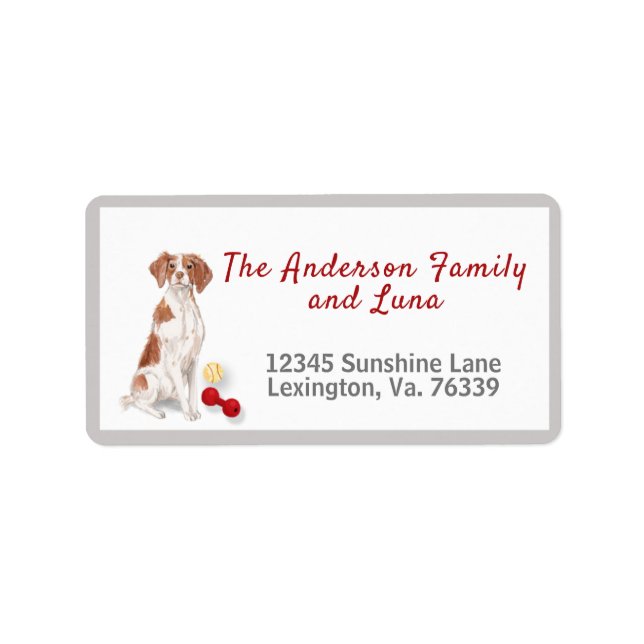 Cute Brittany Spaniel Toys Home Return Address  Label (Front)