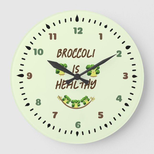 Cute broccoli large clock (Front)