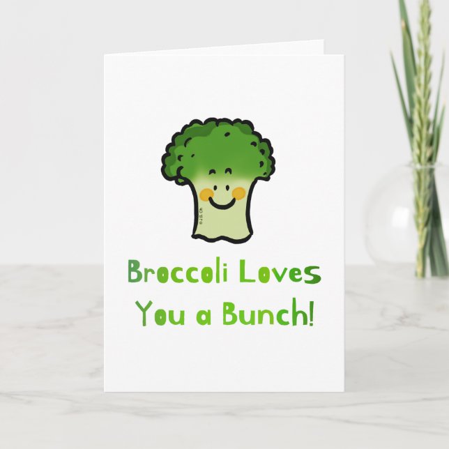 Cute Broccoli Pun Cartoon Design Card (Front)