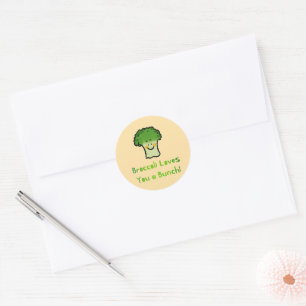 Cute Broccoli Pun Cartoon Design Classic Round Sticker