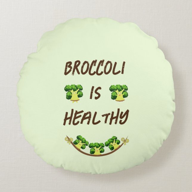 Cute broccoli round cushion (Front)