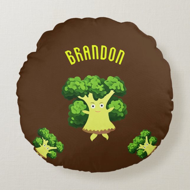 Cute broccoli round cushion (Front)