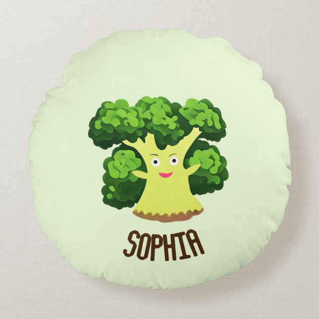 Cute broccoli round cushion (Front)