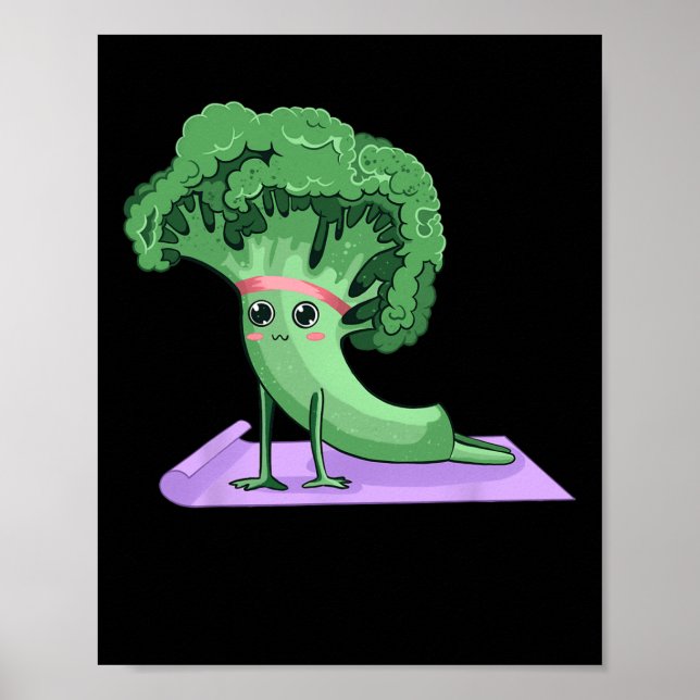 Cute Broccoli Yoga Pose Funny Yogi Broccoli Lover  Poster (Front)