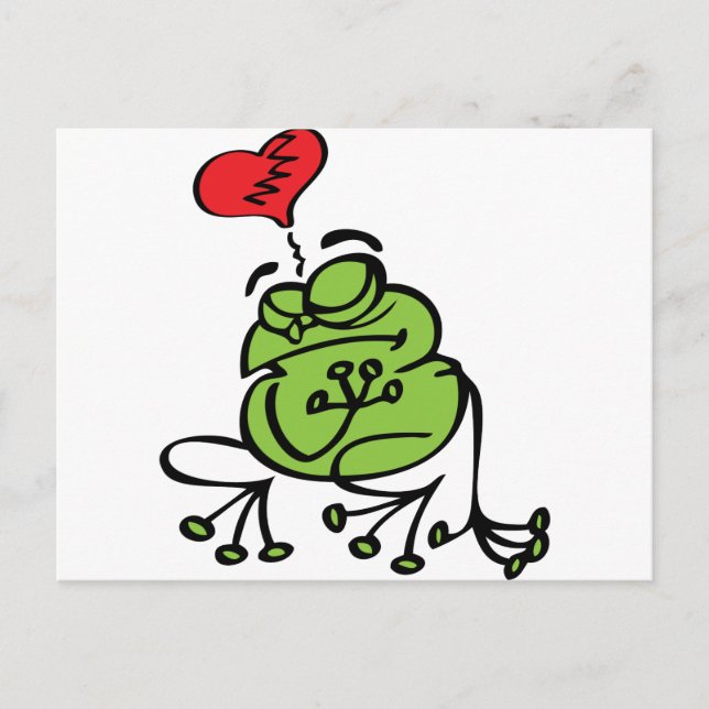 Cute Broken Heart, Anti Valentine's Day Frog Holiday Postcard (Front)