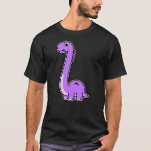 Cute Brontosaurus Dinosaur Tee - Purple Dino Adult