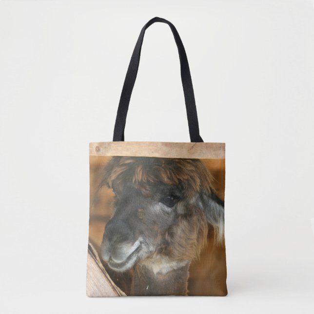 Cute Brown Alpaca Llama Farm Animal  Tote Bag (Front)