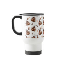Cute Brown and Beige Ladybug and Flower Pattern