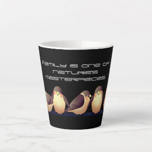 Cute Brown And Pink Birds Black Latte Mug