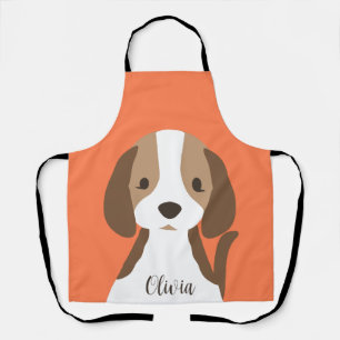Cute brown and white dog portrait apron