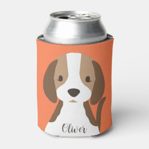 Cute brown and white dog portrait can cooler