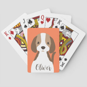 Cute brown and white dog portrait playing cards