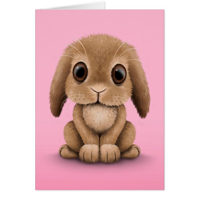 Cute Brown Baby Bunny Rabbit on Pink (Front)