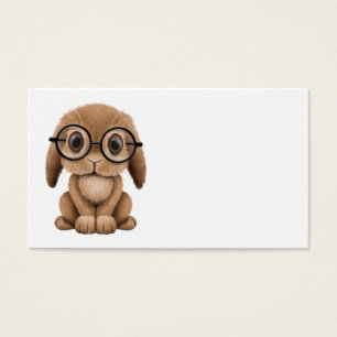 Cute Brown Baby Bunny Wearing Glasses