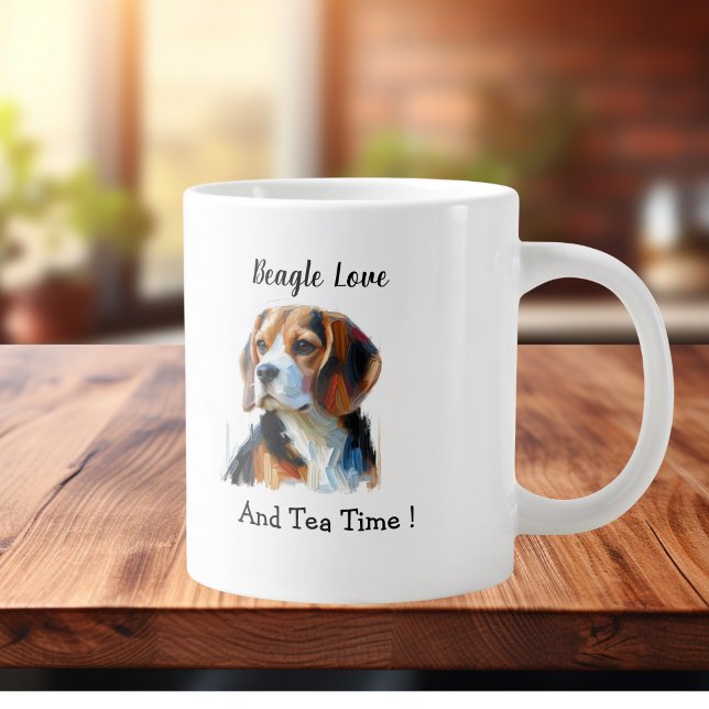 Cute Brown beagle Personalise Large Coffee Mug (Creator Uploaded)