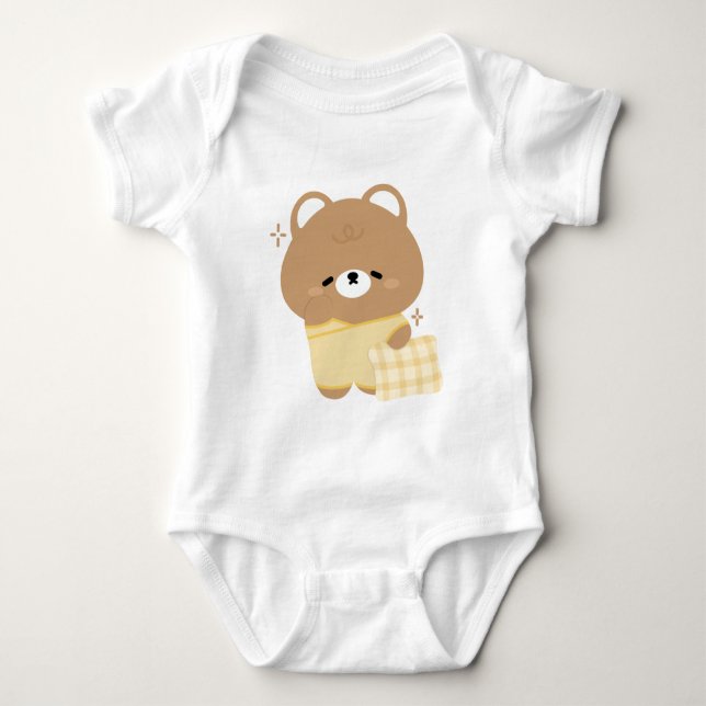Cute Brown Bear Baby Bodysuit (Front)