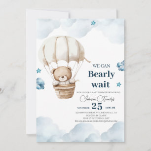 Cute Brown Bear Baby Shower Invitation