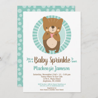 Cute Brown Bear Baby Sprinkle Invitation Neutral