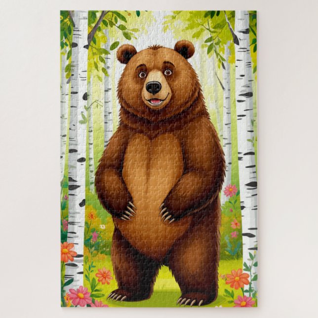 Cute Brown Bear Cartoon Jigsaw Puzzle (Vertical)
