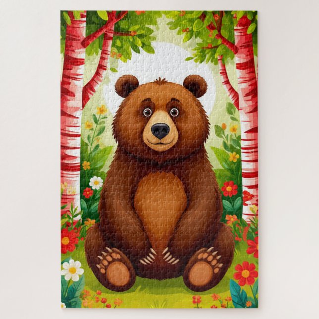 Cute Brown Bear Cartoon Jigsaw Puzzle (Vertical)
