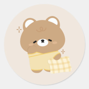 Cute Brown Bear Classic Round Sticker