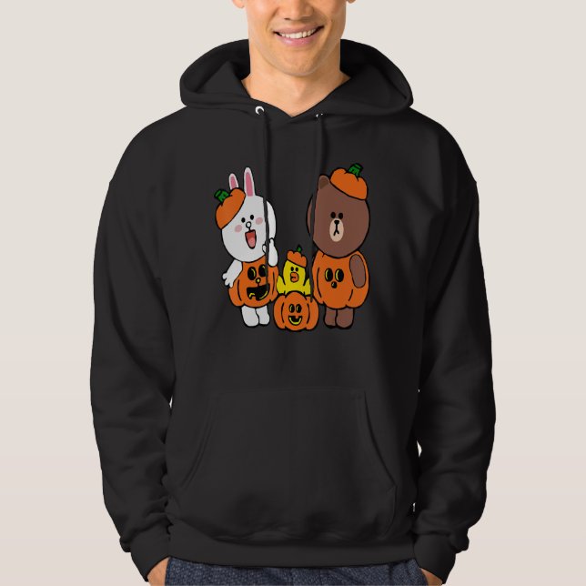 Cute Brown Bear Cony Bunny Rabbit Duck Pumpkin Hoodie (Front)