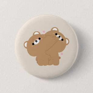 Cute Brown Bear Couple 6 Cm Round Badge